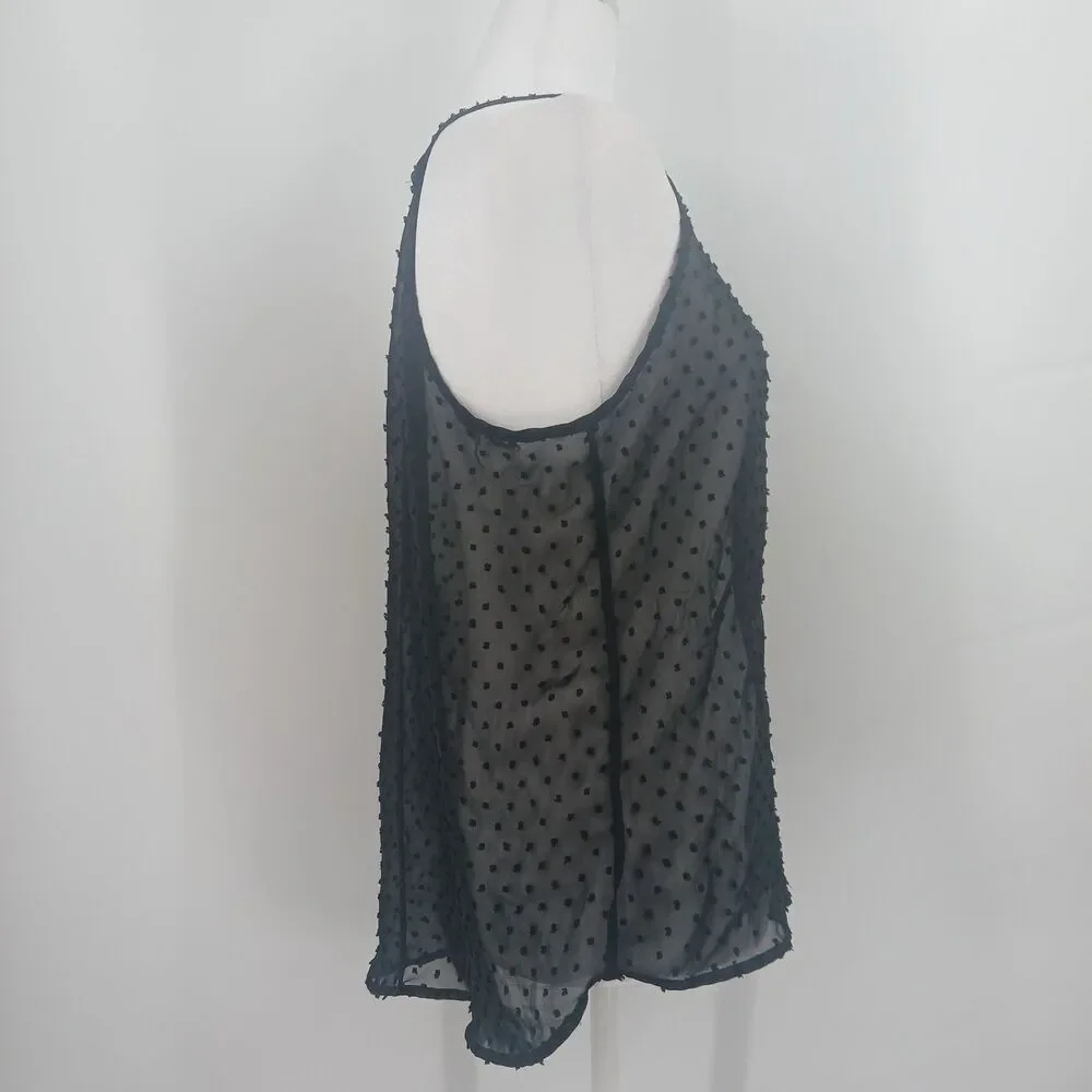 womans vizio usa black mesh sheer racerback dot tank top size medium large